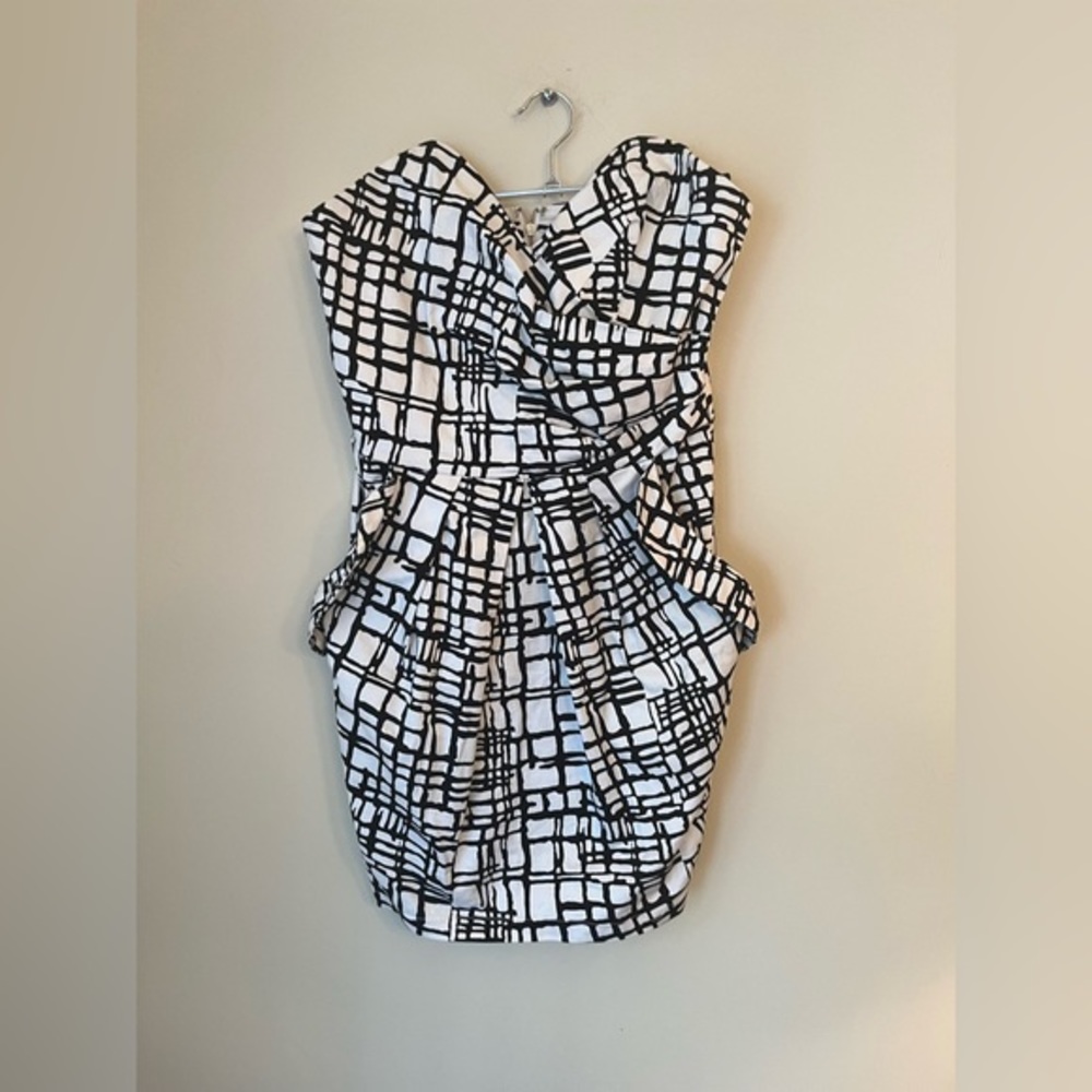 MP Black Women's black and white print strapless dress